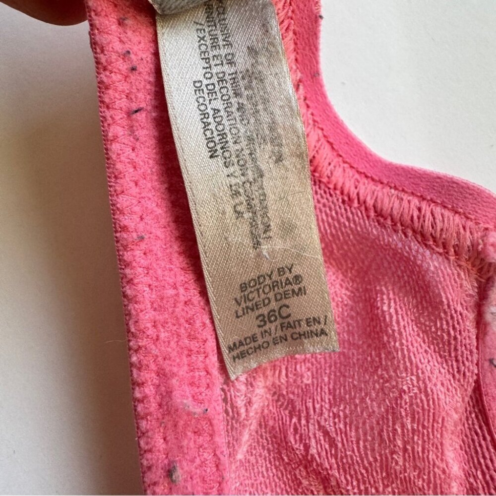 Victoria's Secret Bra Body by Victoria Lined DemiPink Lace Soft Comfy Sz 36C - Picture 4 of 12